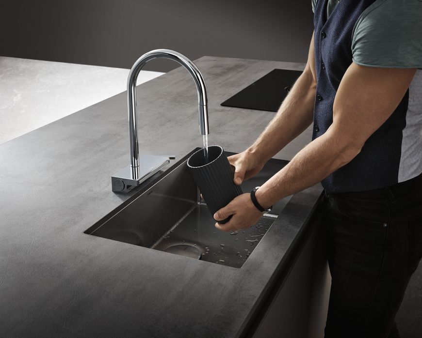 Смеситель для кухонной мойки HANSGROHE Aquno Select M81 170 3jet с вытяжным изливом 73837000 хром - 73837000