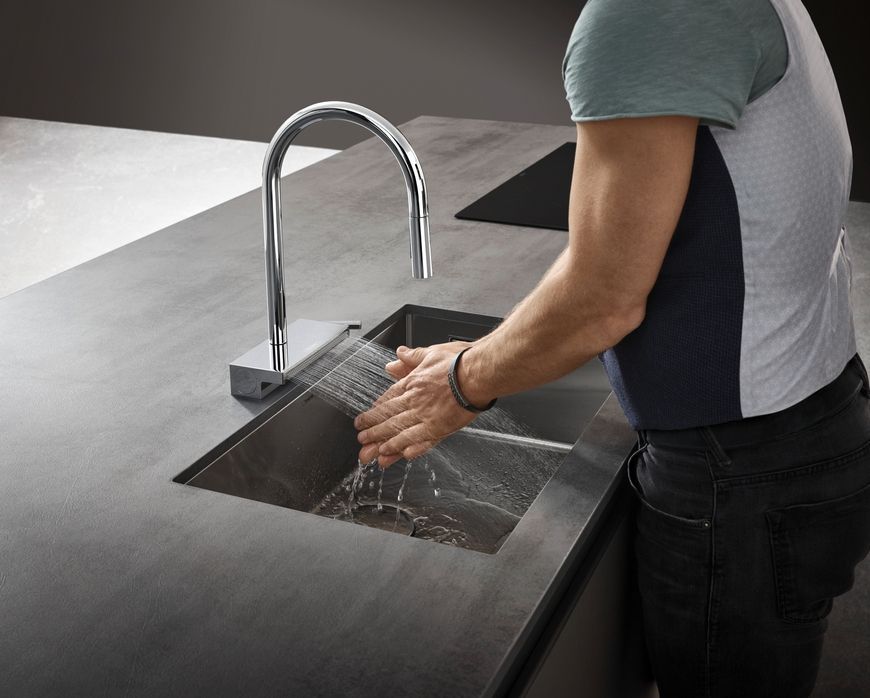 Смеситель для кухонной мойки HANSGROHE Aquno Select M81 170 3jet с вытяжным изливом 73837000 хром - 73837000