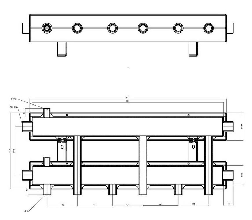Колекторна балка THERMO ALLIANCE 1" 1/4 75 кВт 3+1 (низ) - SD00044853