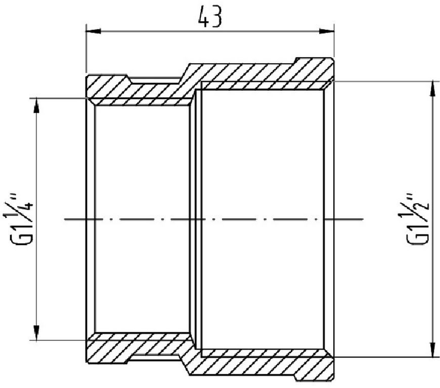 Муфта латунна SD Forte 1 1/2"х1 1/4" редукційна нікельована SF3574032