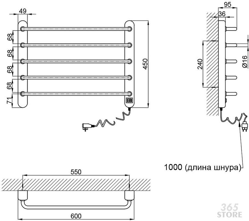 Рушникосушарка електрична Q-TAP Presto 11115R WHI біла - QTPREWHI11115R