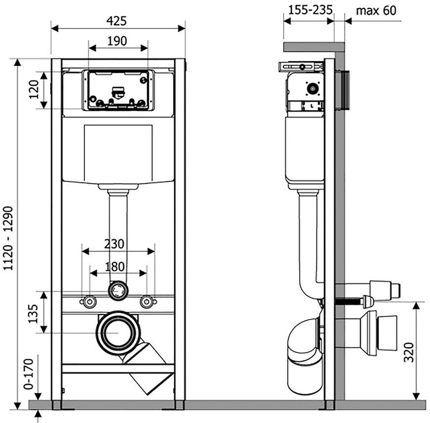 Набор QTAP инсталляция 3 в 1 Nest QT0133M425 с панелью смыва линейной QT0111M08V1384W + унитаз с сиденьем Tern QT1733052ERW - QT1733052ERW0133M425M08V1384W