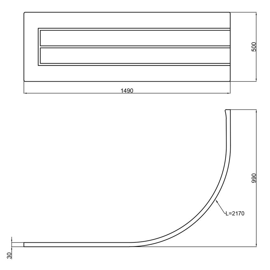 Панель фронтальная LIDZ MAJĄTEK PANEL A 150 для асимметричной ванны 150 см - LMPA150