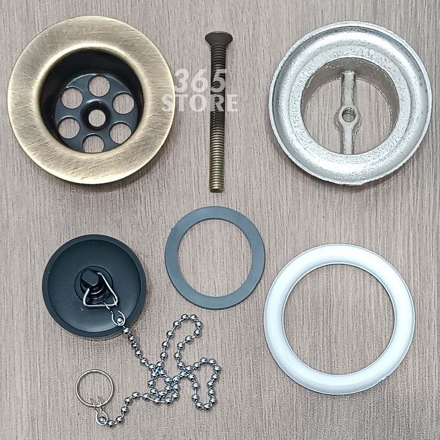 Злив McALPINE до умивальника 1 1/4&Prime; x 65 мм з решіткою, корком та ланцюжком 255AB бронза - 255AB