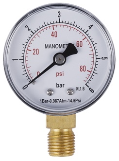 Манометр SD Plus 50 мм латунное нижнее подключение 1/4"НР 0-6 бар SD1706B