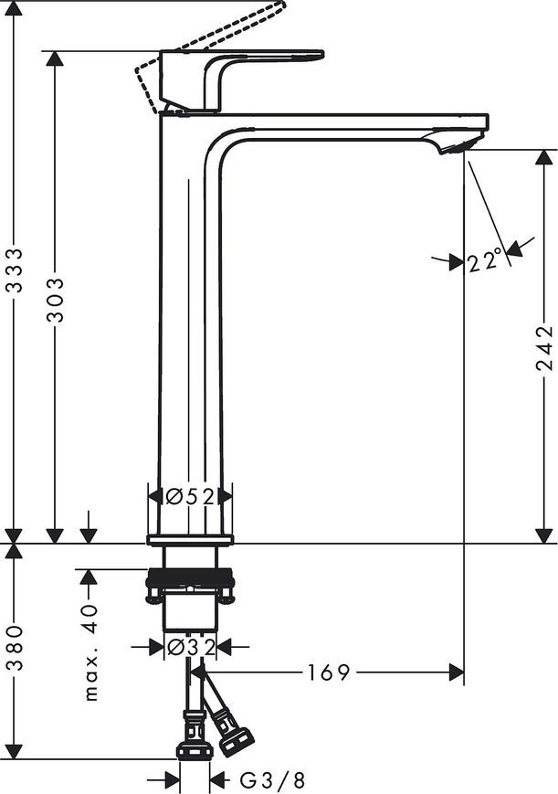 Змішувач для раковини HANSGROHE Rebris S 240 CoolStart хром 72582000 - 72582000