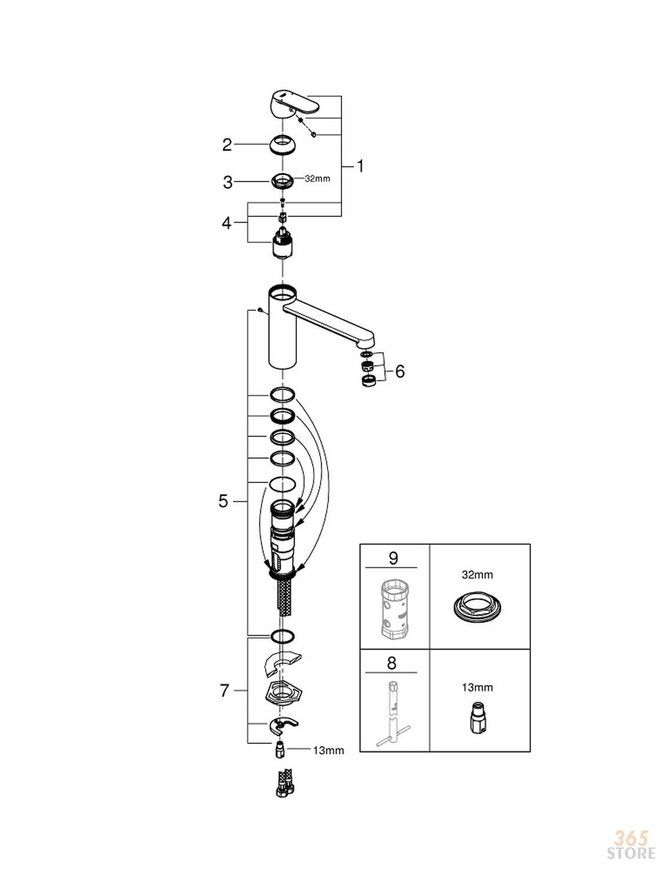 Змішувач для мийки GROHE&nbsp;Eurosmart Cosmopolitan 30193000 - 30193000