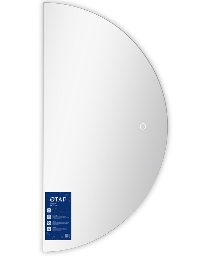 Дзеркало напівкругле Qtap Taurus TA1 HR1200 мм з LED-підсвіткою Touch, антизапотіванням, димером 3000-6500 K QTTAUHR1200