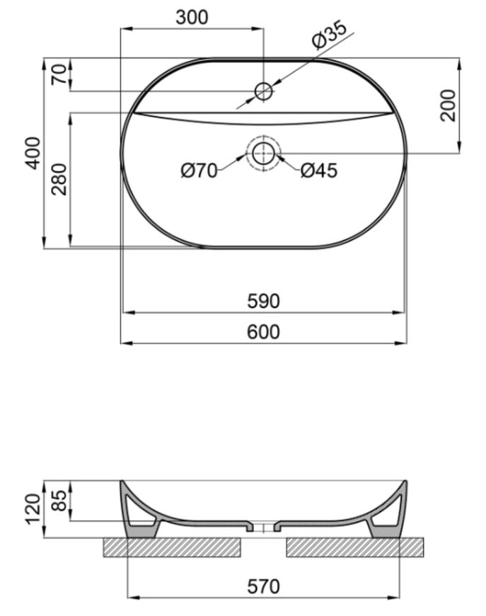 Раковина-чаша Qtap Scorpio накладна овальна 600x400x120 Matt black QT142203MBMBN - QT142203MBMBN