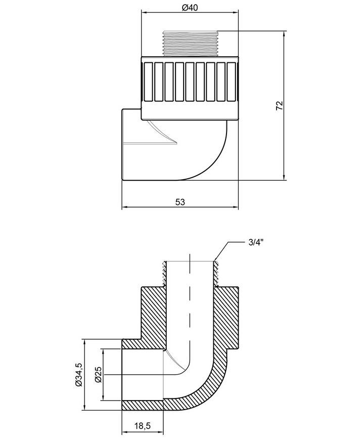 Кутик PPR THERMO ALLIANCE 25х3/4" ЗР - DSE4035