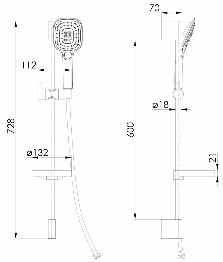 Гарнітур душовий Volle Cascada B55 3 режими, шланг PVC 150 см cromo 1586.170201 хром - 1586.170201