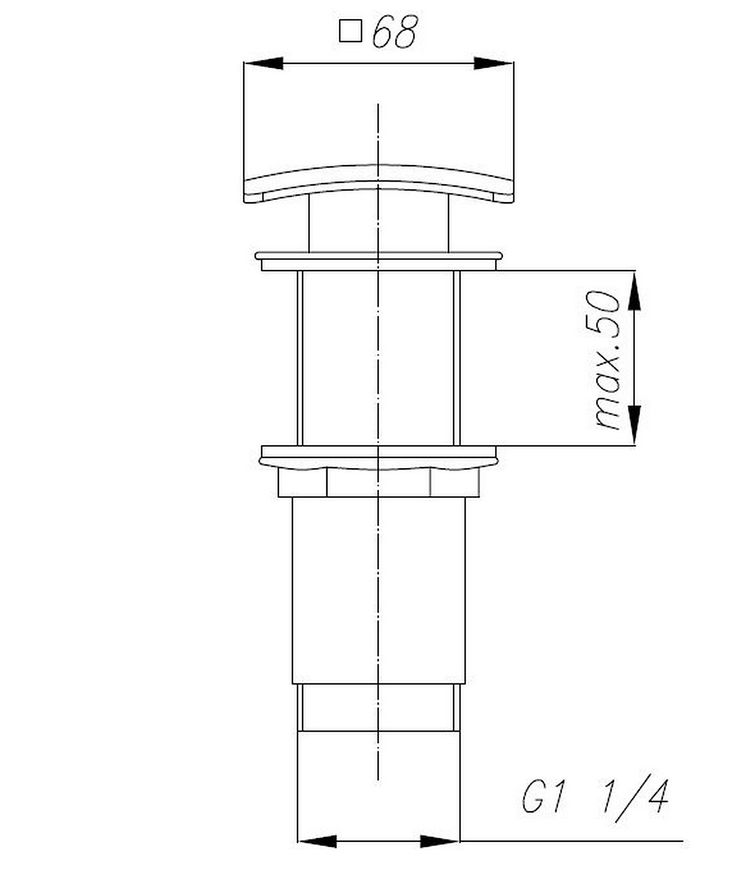 Донный клапан KFA ARMATURA 660-453-00 для умывальника 1 1/4" Cliсk-Claсk квадрат без перелива - 660-453-00
