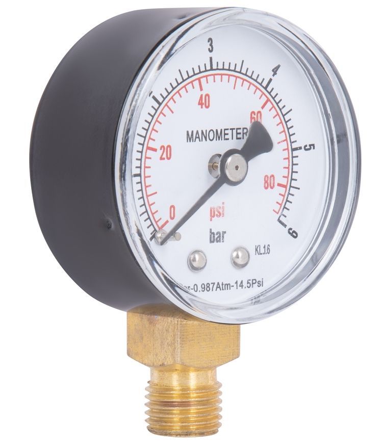 Манометр Thermo Alliance Standart 50 мм латунне нижнє підключення 1/4"ЗР 0-6 бар SD1706B