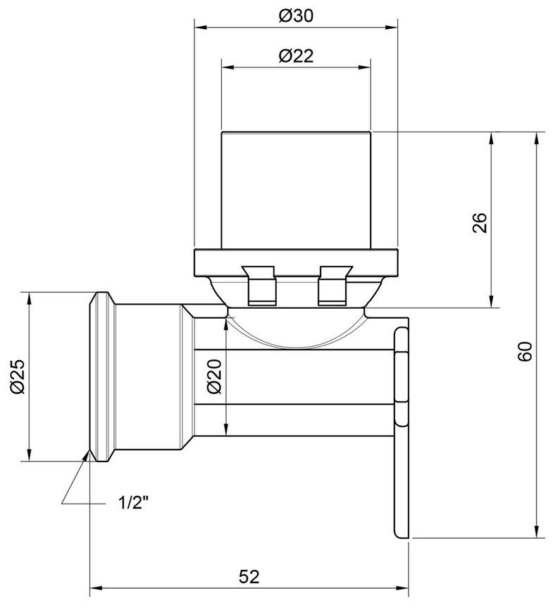 Кутик прес-фітинг ICMA 16х1/2" ВР настінний №410 81410ADGH06 - 81410ADGH06