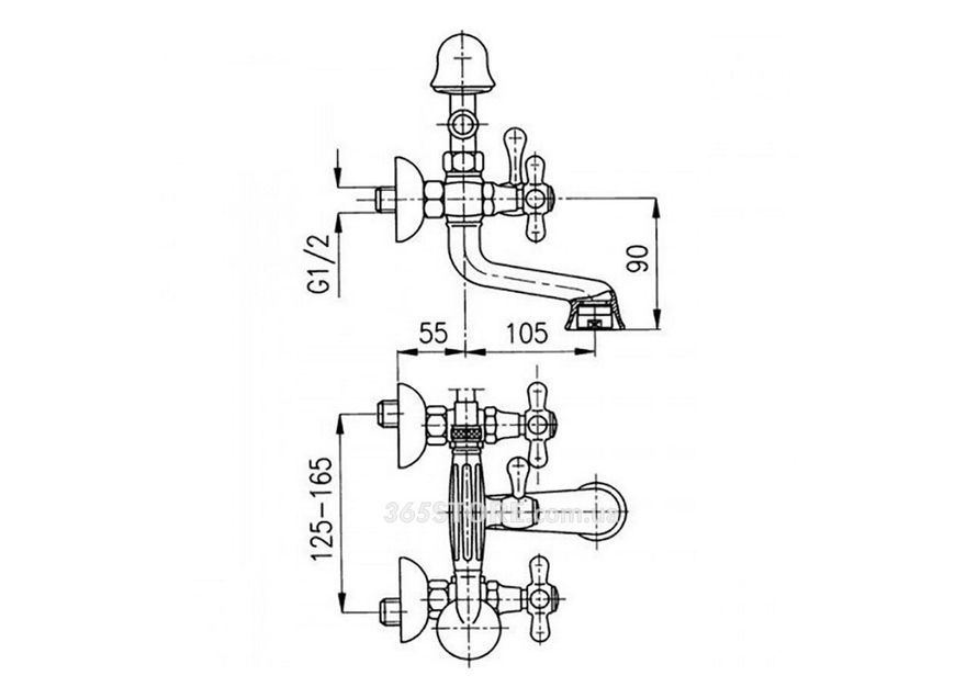 Смеситель для ванны KFA ARMATURA RETRO 374-145-00 - 374-145-00