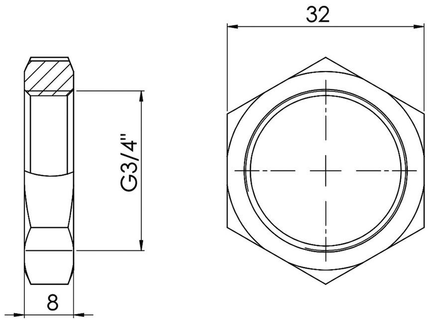 Контргайка латунная SD Forte 3/4" никелированная SF35020