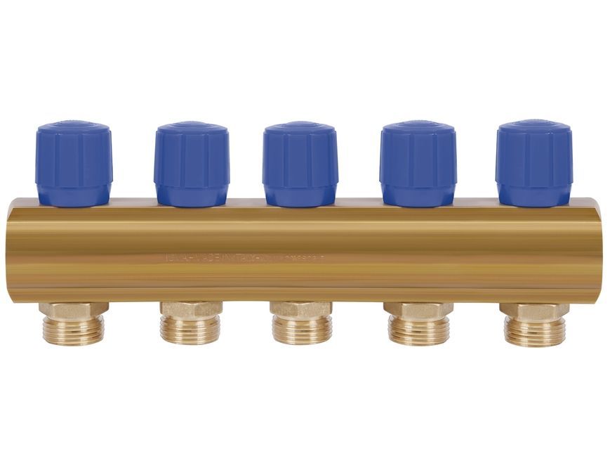 Коллектор&nbsp;ICMA&nbsp;с&nbsp;регулировочными&nbsp;вентилями&nbsp;1" 5 выходов №1105 (Blue) 871105PQ0512