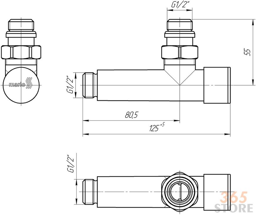 Комплект кранів MARIO регулюючих кутових круглих подовжених - 4.0.0101.55.P