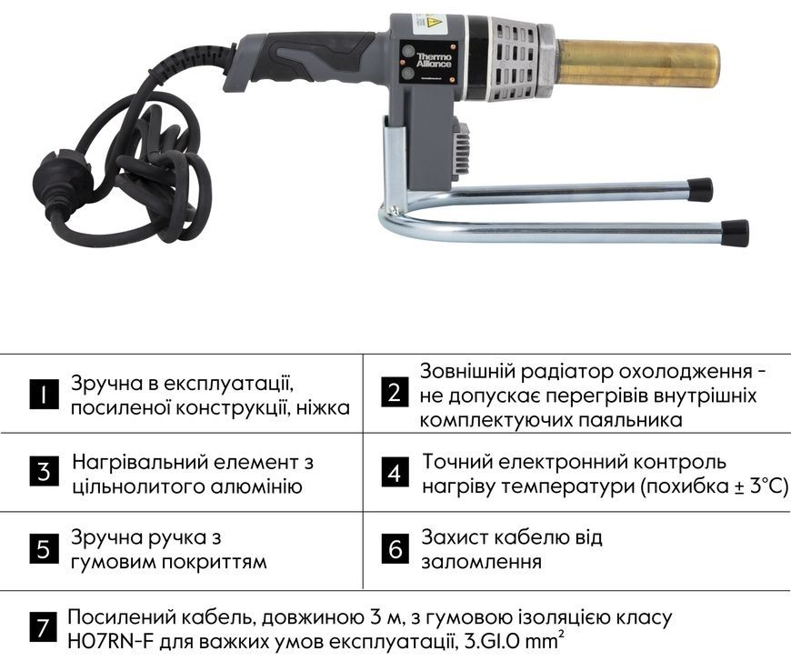Паяльник круглий Thermo Alliance для паяння пластикових труб PPR &Oslash;20-32 700 W STD-102