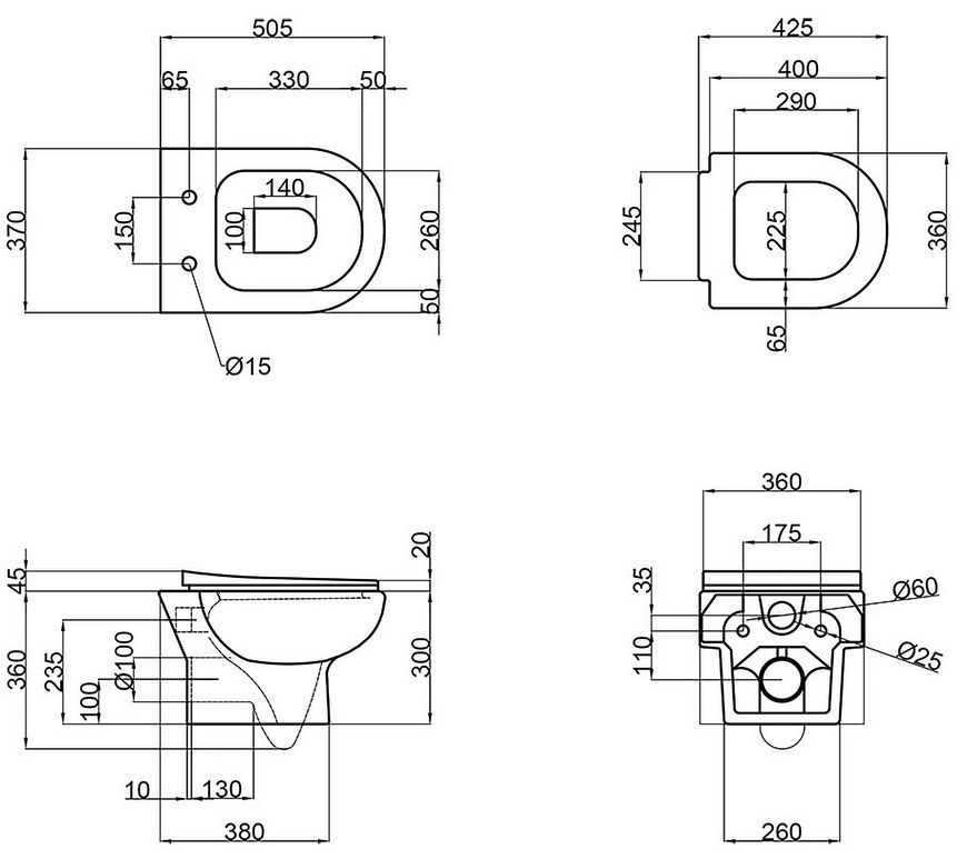 Унитаз подвесной QTAP Lark безободковый с сиденьем Soft-close QT0331159W - QT0331159W