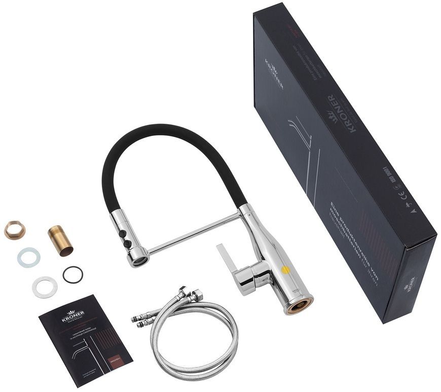 Змішувач для кухні з рефлекторним виливом Kroner KRP Ersel-C03111BLK хром CV033804 - Ersel-C03111BLK