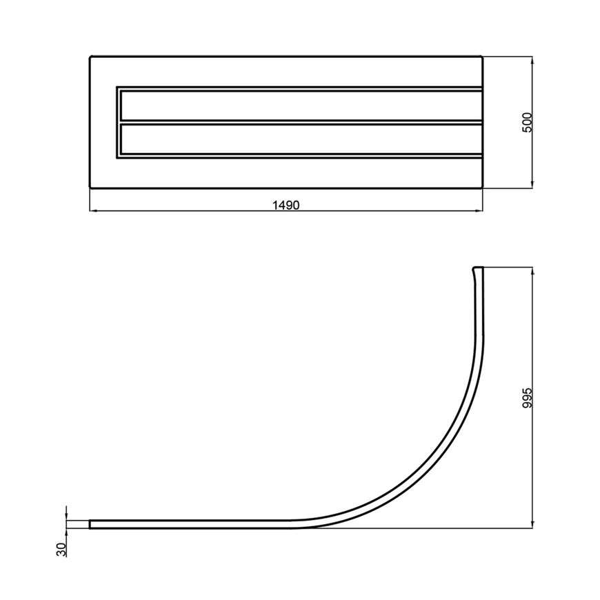 Панель фронтальна LIDZ WAWEL PANEL A 150 для асиметричної ванни 150 см - LWPA150