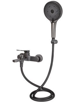 Змішувач для ванни Qtap Slavonice з душовим гарнітуром Gunmetal Black PVD QTSLV259GMB48035 - QTSLV259GMB48035