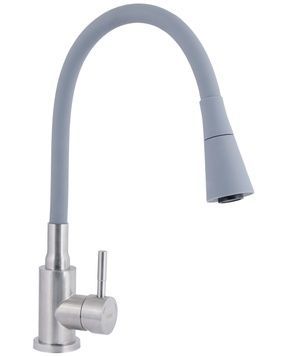 Змішувач для кухні Lidz Aria 015F31 з гнучким виливом Grey/Nickel LDARI015F31GNK31871 - -LDARI015F31GNK31871