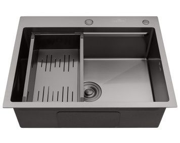 Кухонная мойка Kroner KRP Schwarze 6350HM PVD 3,0/1,0 мм графит CV031453 KRPSchwarze-6350HMPVD - KRPSchwarze-6350HMPVD