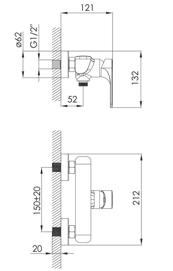 Смеситель для душа Imprese Lednice f03307901BA 35 мм хром - f03307901BA