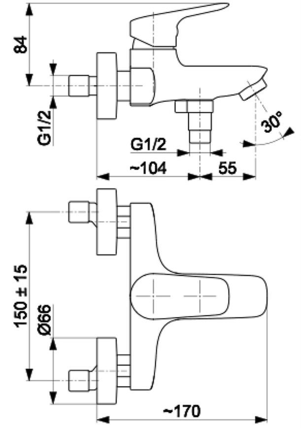 Смеситель для ванны KFA ARMATURA ABASHA 5234-010-00 - 5234-010-00