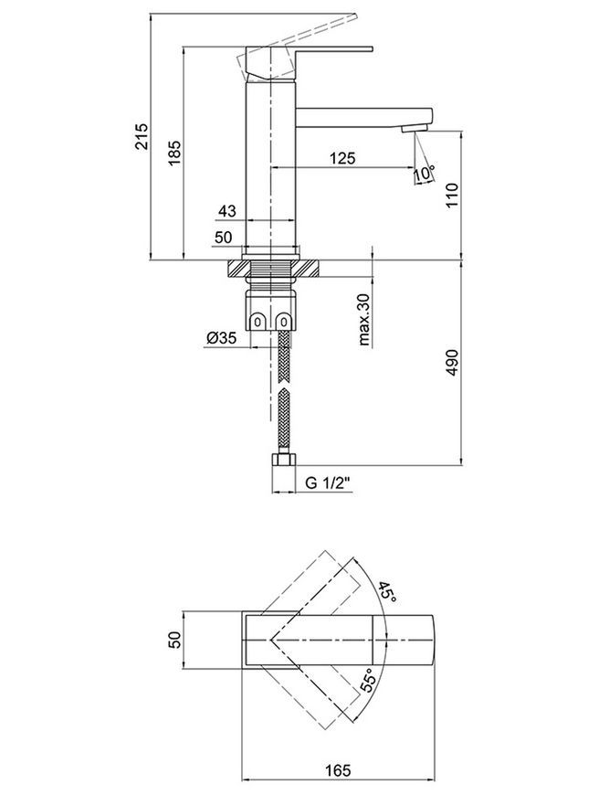 Смеситель для умывальника LIDZ Kubis 001F Nickel LDKUB001FNKS28534 - LDKUB001FNKS28534
