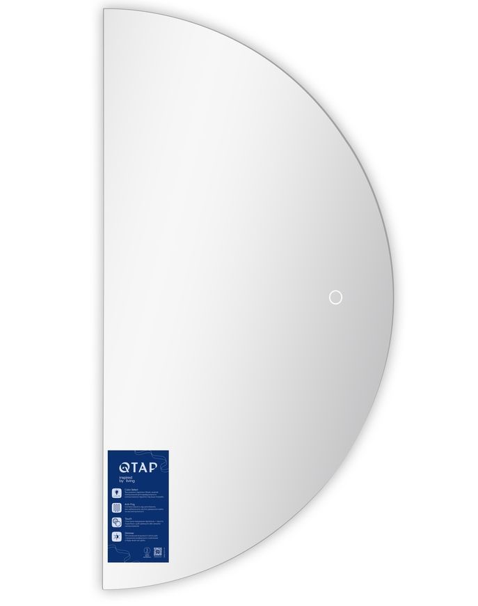 Дзеркало напівкругле Qtap Taurus TA1 HR800 мм з LED-підсвіткою Touch, антизапотіванням, димером 3000-6500 K QTTAUHR800