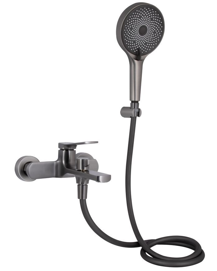 Смеситель для ванны Qtap Slavonice c душевым гарнитуром Gunmetal Black PVD QTSLV259GMB48035 - QTSLV259GMB48035