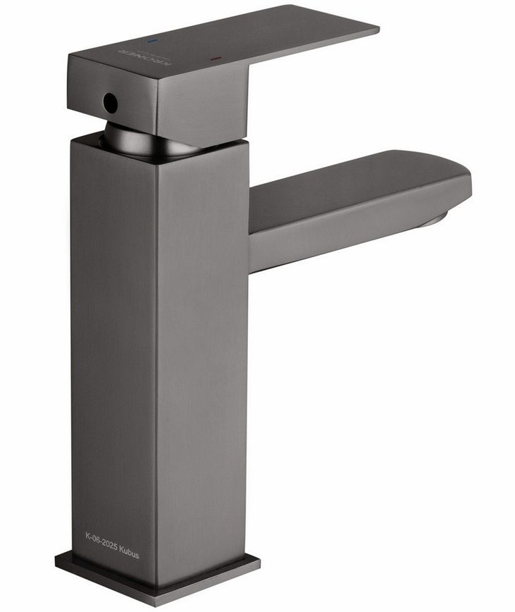Смеситель для раковины Kroner KRP Edelstahl Kubus-PVD010 графит, нержавеющая сталь CV035909 - EdelstahlKubus-PVD010