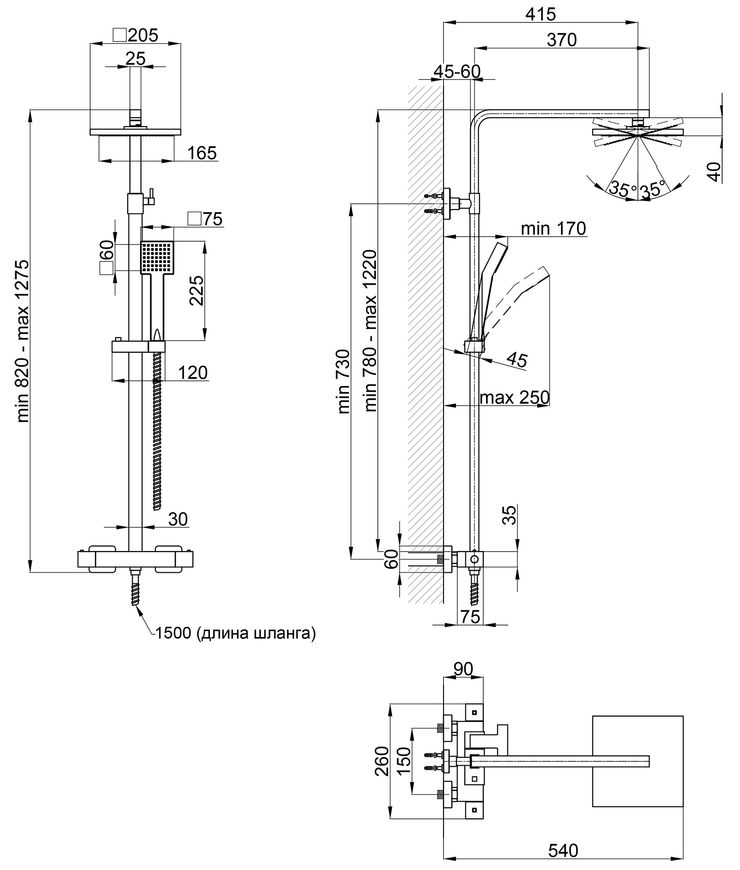 Душевая система термостатическая QTAP Sloup 57T103KNC - QTSL57T103KNC