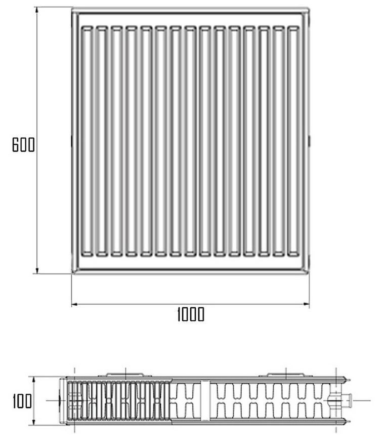 Радиатор стальной IMAS 22 (600x1000) мм боковое подключение I226001000K - I226001000K