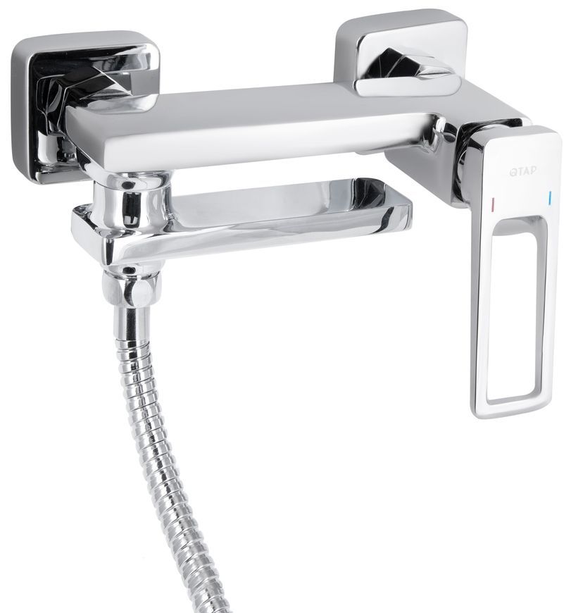 Смеситель для ванны Qtap Gemini Loop с поворотным изливом и душевым гарнитуром Chrome QTGEM260CRM45701 - QTGEM260CRM45701