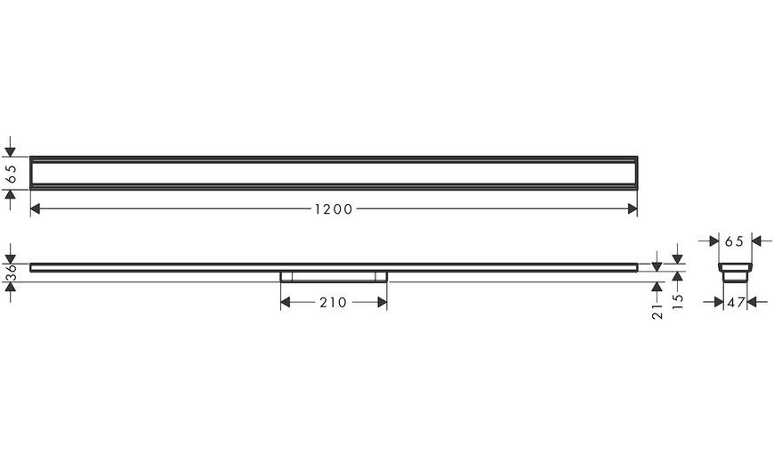 Трап душевой HANSGROHE RainDrain Original 1200 мм Brushed Stainless Steel 56201800 нержавеющая сталь - 56201800