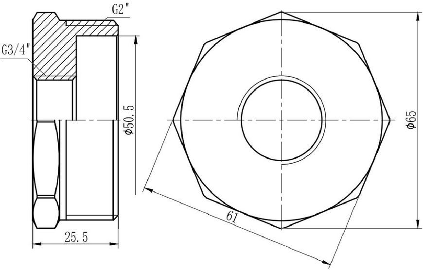 Футорка латунна SD Forte 2"ЗРх3/4"ВР нікельована SF3745020