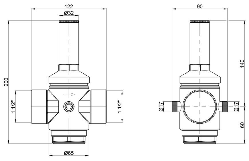 Редуктор тиску води ICMA 1 1/2"х1 1/2" ВР 0-6 бар №246 91246AH05 - 91246AH05