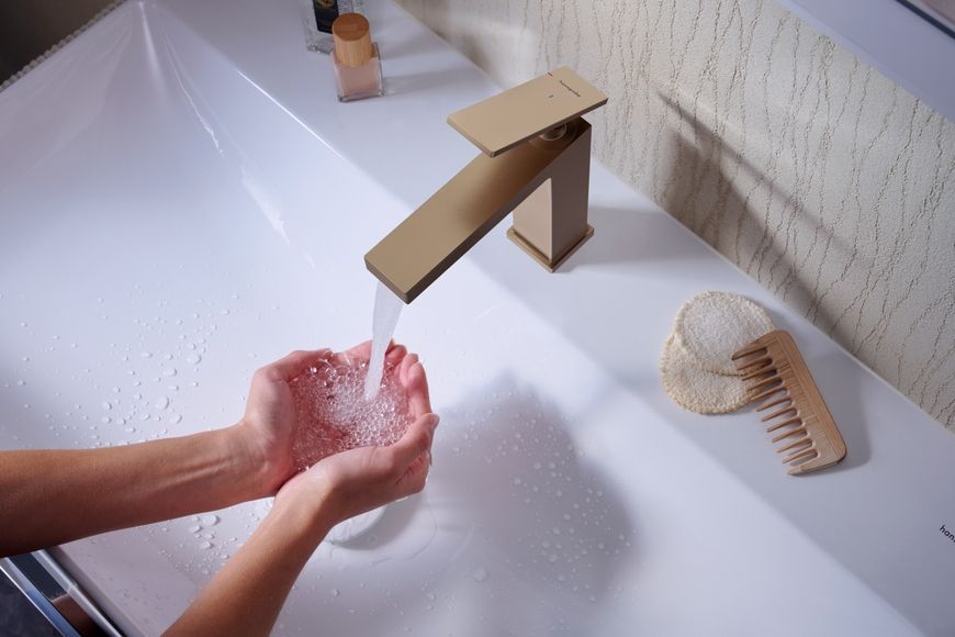 Смеситель для раковины HANSGROHE Tecturis E 110 CoolStart EcoSmart+ Brushed Bronze 73012140 бронза - 73012140