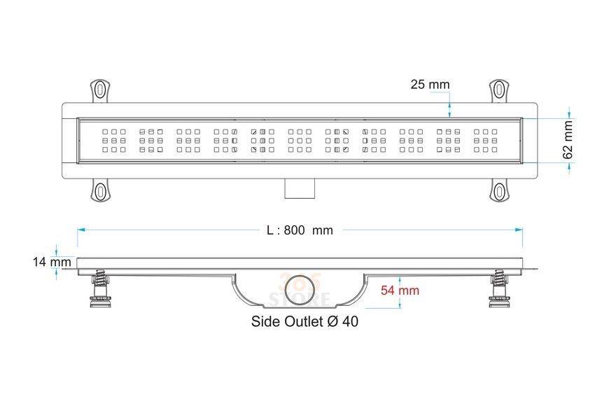 Трап VALTEMO Ducoline Base с комбинированным затвором 800 мм - VLD-596330