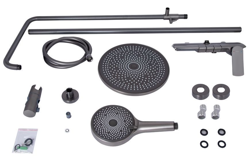 Душова система з клавішним перемиканням Qtap Slavonice з виливом Gunmetal Black PVD QTSLA111GMB45905 - QTSLA111GMB45905