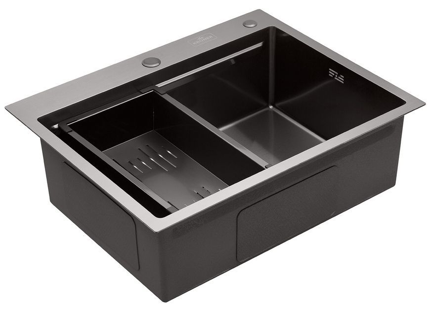Кухонна мийка Kroner KRP Schwarze 6350HM PVD 3,0/1,0 мм графіт CV031453 KRPSchwarze-6350HMPVD - KRPSchwarze-6350HMPVD
