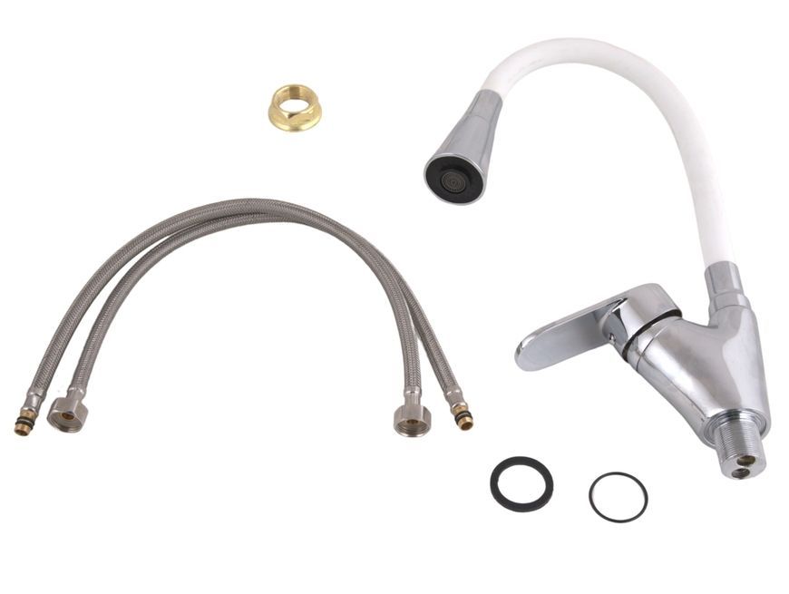 Смеситель для кухни Lidz Tani 007F3 с гибким изливом White/Chrome LDTAN007F3WCR40423 - LDTAN007F3WCR40423