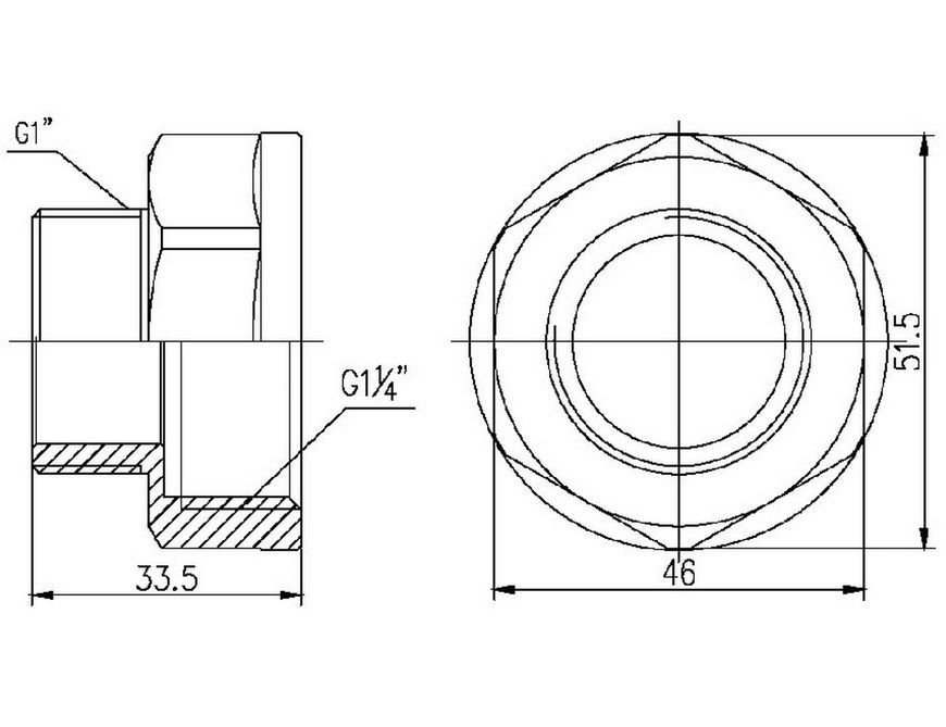 Переходник латунный Thermo Alliance Forte 1 1/4"ВРх1"НР никелированный SF3603225