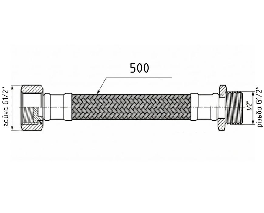 Шланг для підключення води Thermo Alliance Forte 50 см 1/2"x1/2" ВЗ нерж. обплетення TAF386W50