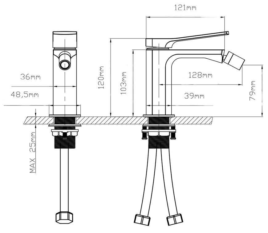 Змішувач для біде Qtap Slavonice Black Matt QTSLA255BLM45922 - QTSLA255BLM45922