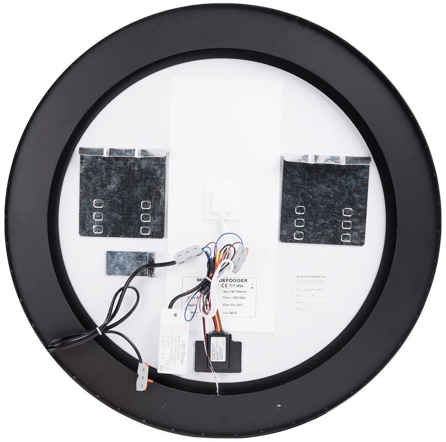 Дзеркало QTAP Robin R600 мм Black з LED-підсвічуванням та антизапотіванням, сенсорний вимикач QT13786501B
